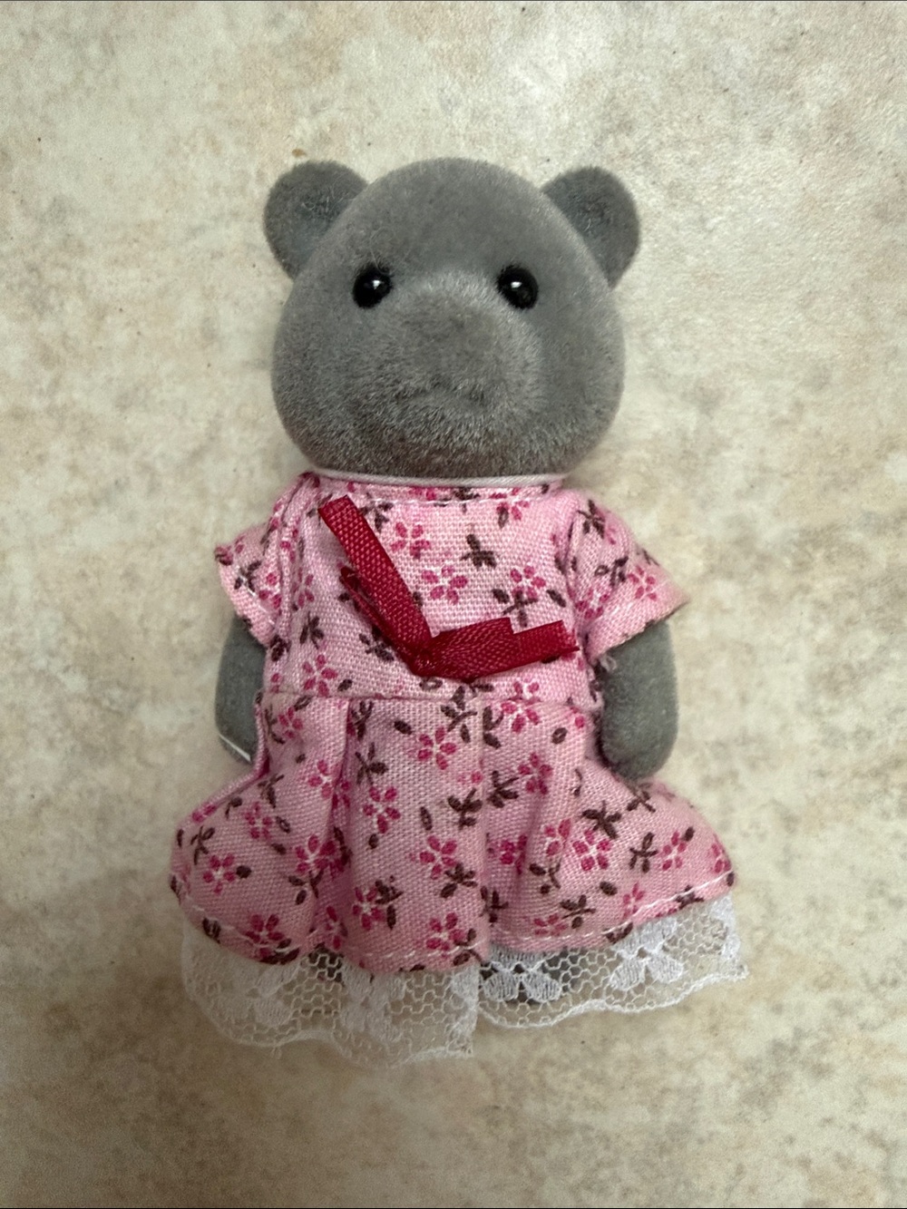 Vintage grey bear older sister 1985 Tomy Sylvanian Families Summer Evergreen